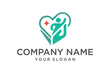 Helping hands heart shape logo vector