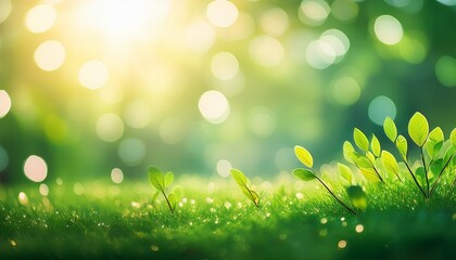 Obraz premium Dreamy Green Bokeh Background From Out Of Focus Nature And Sunlight Perfect For Peaceful Designs