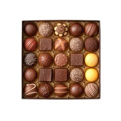 chocolate candies in box