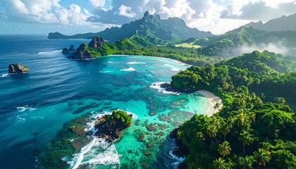 Tropical paradise coastline vista