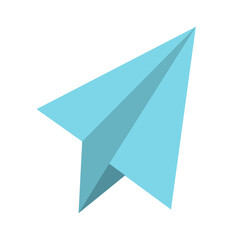 Blue Paper Airplane Send Icon Flat Vector Illustration