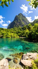 Tropical paradise with crystal-clear water