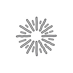 Obraz premium Minimalist white sparkle burst icon, radiating lines in hand-drawn cartoon style, high contrast, clean outline, glowing edge effect, isolated on transparent background, perfect for video decoration