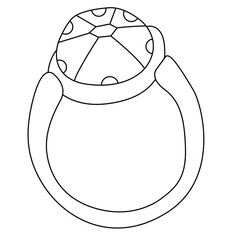 Cute cartoon hand drawn vector diamond ring outline.