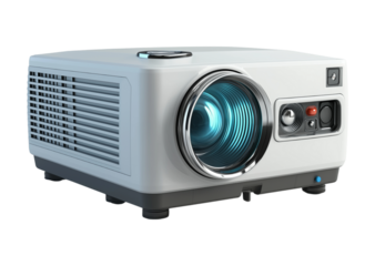 Compact multimedia projector, isolated on transparent background