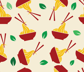 design vector art seamless pattern image of chopsticks noodle bowl