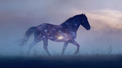 A majestic horse with a constellation of stars