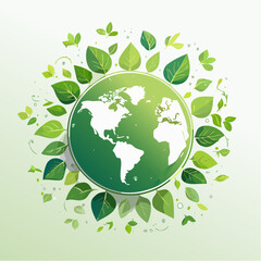 Green Earth Globe with Leaves 1.