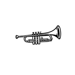 Obraz premium Minimalist Black Outline Trumpet Vector Illustration