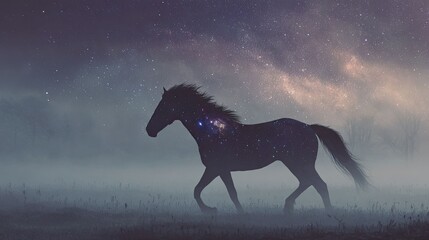A majestic horse with a constellation of stars