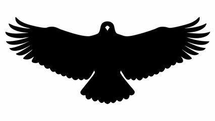 Fototapeta premium Silhouette of an eagle with outstretched wings against a white background in a simple vector style