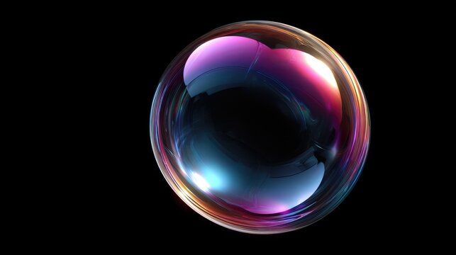single soap bubble on dark background