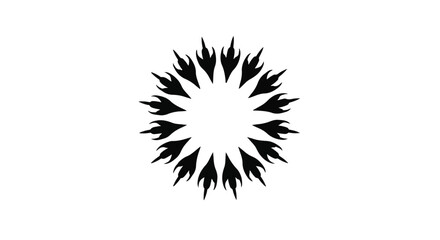 Fototapeta premium Abstract circular design of stylized flames radiating outwards on a white background