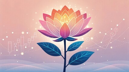 Digital Flower Blooming As An Abstract Representation Of Growth