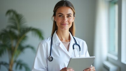 the female doctor with a stethoscope