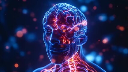 Futuristic Digital Animation of Human Brain and Nervous System. - Powered by Adobe