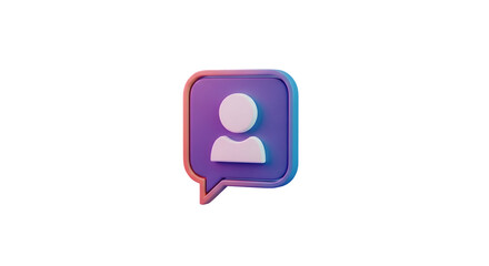 3d icon of user icon in speech bubble isolated on transparent background, representing communication and social media concepts