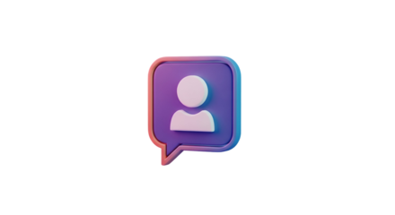 3d icon of user icon in speech bubble isolated on transparent background, representing communication and social media concepts