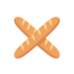 Simple Flat Illustration Two Crossed Baguettes Bread Food Isolated Icon