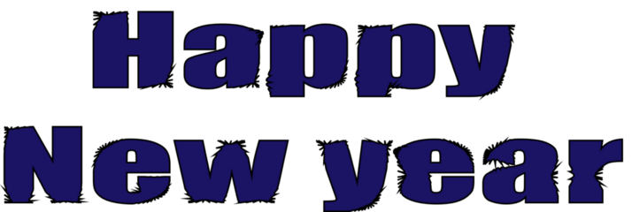 Happy new year message in blue text on a black background wishing everyone a happy start to the year on transparent background