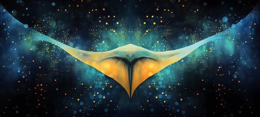 Pointillist grunge design of manta birostris with abstract dotted pattern,generative AI