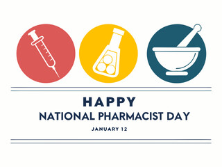 Fototapeta premium Celebrating National Pharmacist Day on January 12th with Pharmacy Icons and Bold Text graphic