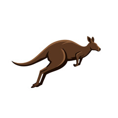 Dynamic Brown Kangaroo Leaping Vector Illustration
