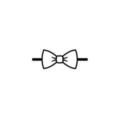 Minimalist Black Outline Bow Tie Vector Illustration Icon