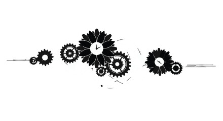 Intricate clockwork gears in a stylized, artistic arrangement suggesting time and mechanics.