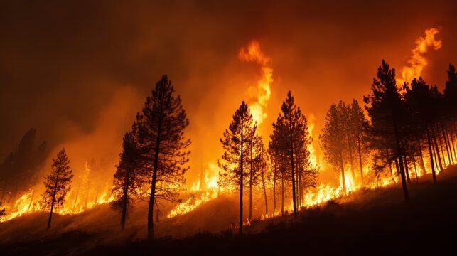 Wildfire devastation unfolds in nature's heart stunning landscape photography captures the flames fury at dusk