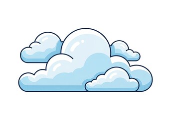 Fototapeta premium Vibrant blue stylized cloud cluster vector illustration, showcasing a playful and modern flat design aesthetic perfect for weather apps, children's books, or graphic backgrounds