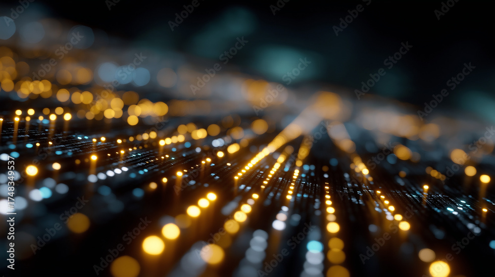 Wall mural digital network: a captivating visual exploration of a complex digital network, showcasing glowing l