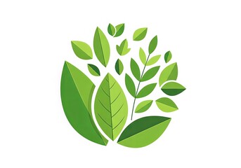 Naklejka premium Vibrant Green Leaves Emblem Symbolizing Natural Growth, Ecology, and Sustainable Wellness, an Organic Vector Icon for Health and Environmental Initiatives