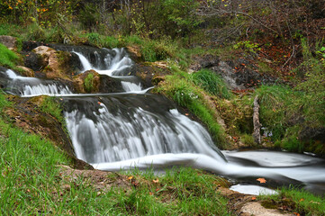 Waterfall cascade in autumn