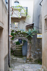 KRK Island, Vrbnik, Croatia - April 19, 2025: Cityscape. View of historic property