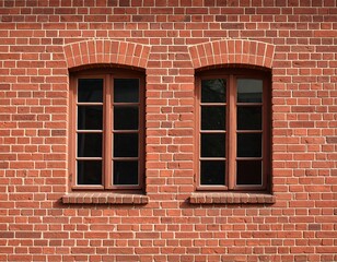 Two arched windows in a brick wall