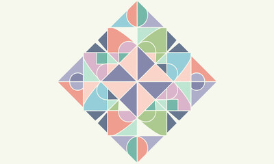 Modern Geometric Art – Pastel Diamond Composition with Balanced Shapes