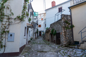 KRK Island, Vrbnik, Croatia - April 19, 2025: Cityscape. View of historic property