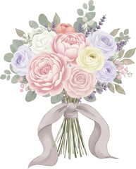 Wedding Bouquet with Romantic Floral Arrangement and Bridal Flowers
