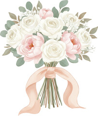 Wedding Bouquet with Romantic Floral Arrangement and Bridal Flowers