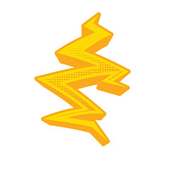 Pop Art Isometric Lightning Bolt Graphic with Halftone Pattern Icon