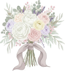 Wedding Bouquet with Romantic Floral Arrangement and Bridal Flowers