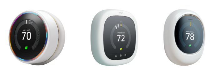Set of Smart thermostat, isolated on transparent background