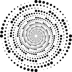 Optical Illusion Black White Dot Pattern Spiral Design in Abstract Style