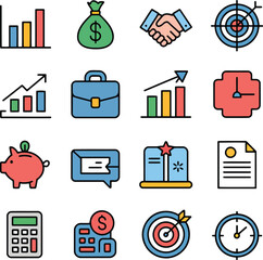 Business finance and strategy icons graph money
