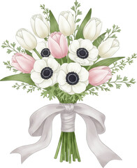 Wedding Bouquet with Romantic Floral Arrangement and Bridal Flowers