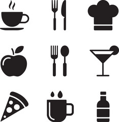 Collection of food and drink icons coffee