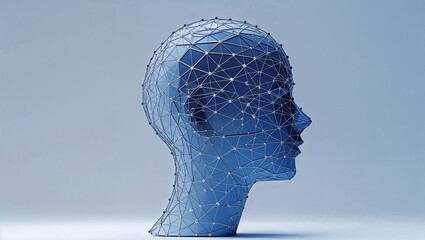 Modern AI Brain Graphic — Abstract Human Head with a Digital Neural Network

