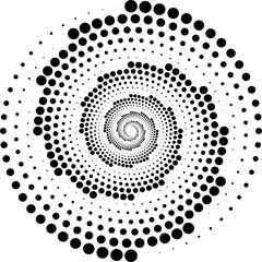 Abstract Black and White Spiral Dot Pattern on White Background