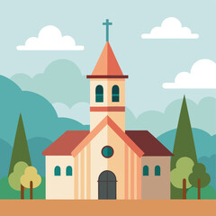 Naklejka premium church in the mountains